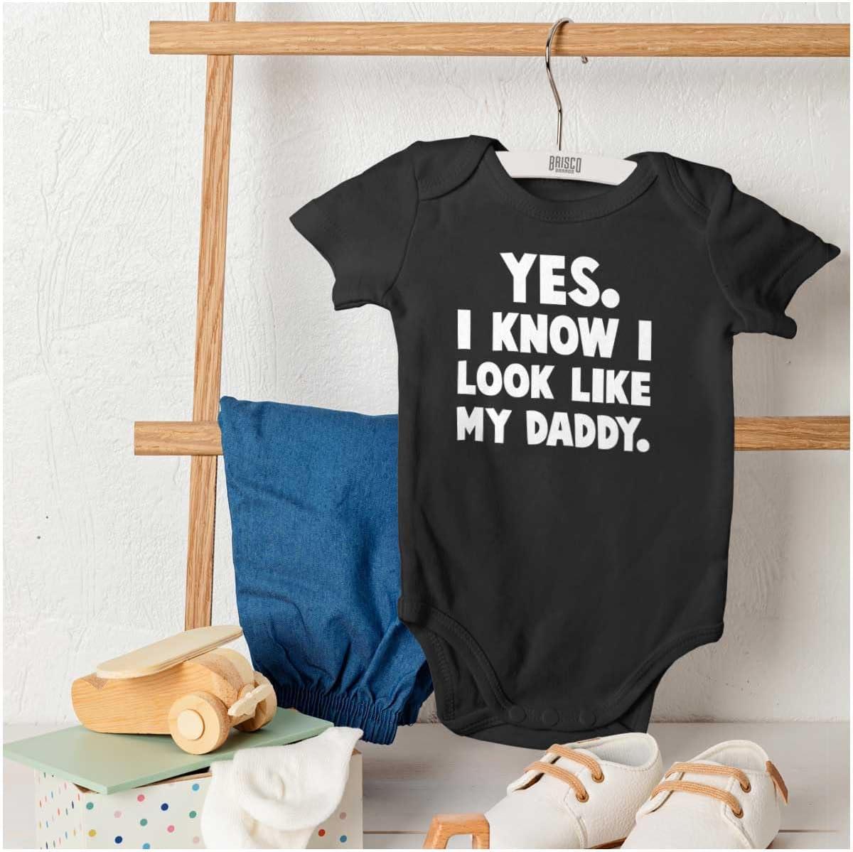 imageBrisco Brands Cute I Look Like Daddy Dad Joke Baby Bodysuit Jumper BoysBlack