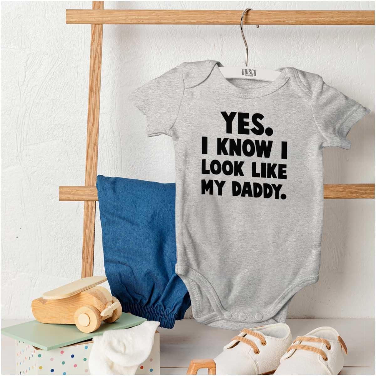 imageBrisco Brands Cute I Look Like Daddy Dad Joke Baby Bodysuit Jumper BoysHeather