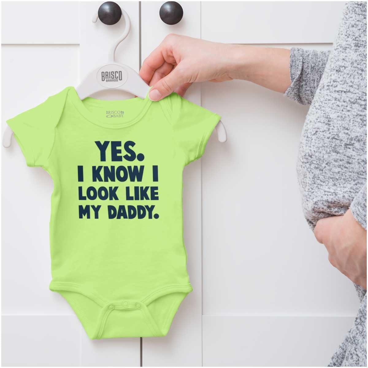 imageBrisco Brands Cute I Look Like Daddy Dad Joke Baby Bodysuit Jumper BoysKey Lime