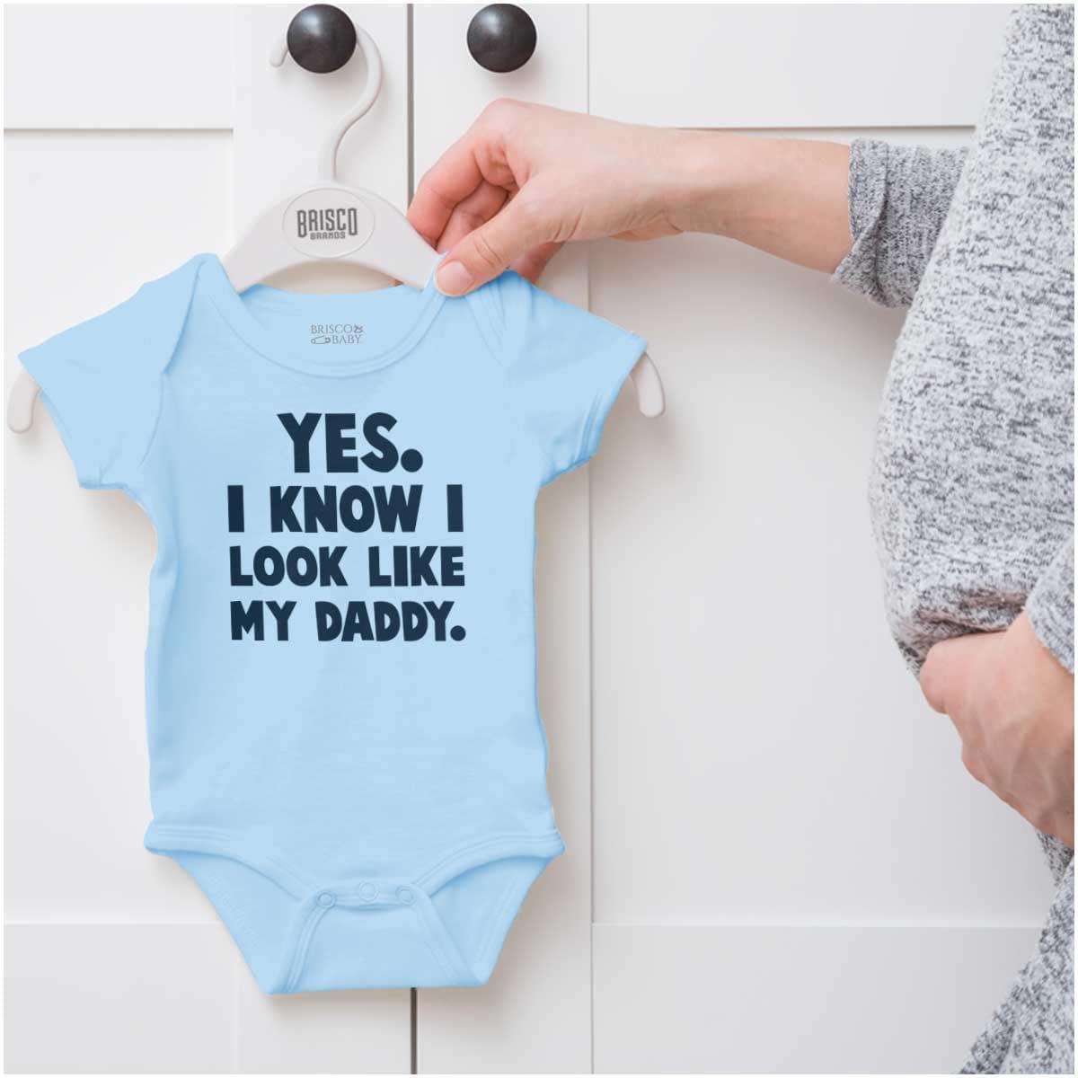 imageBrisco Brands Cute I Look Like Daddy Dad Joke Baby Bodysuit Jumper BoysLight Blue
