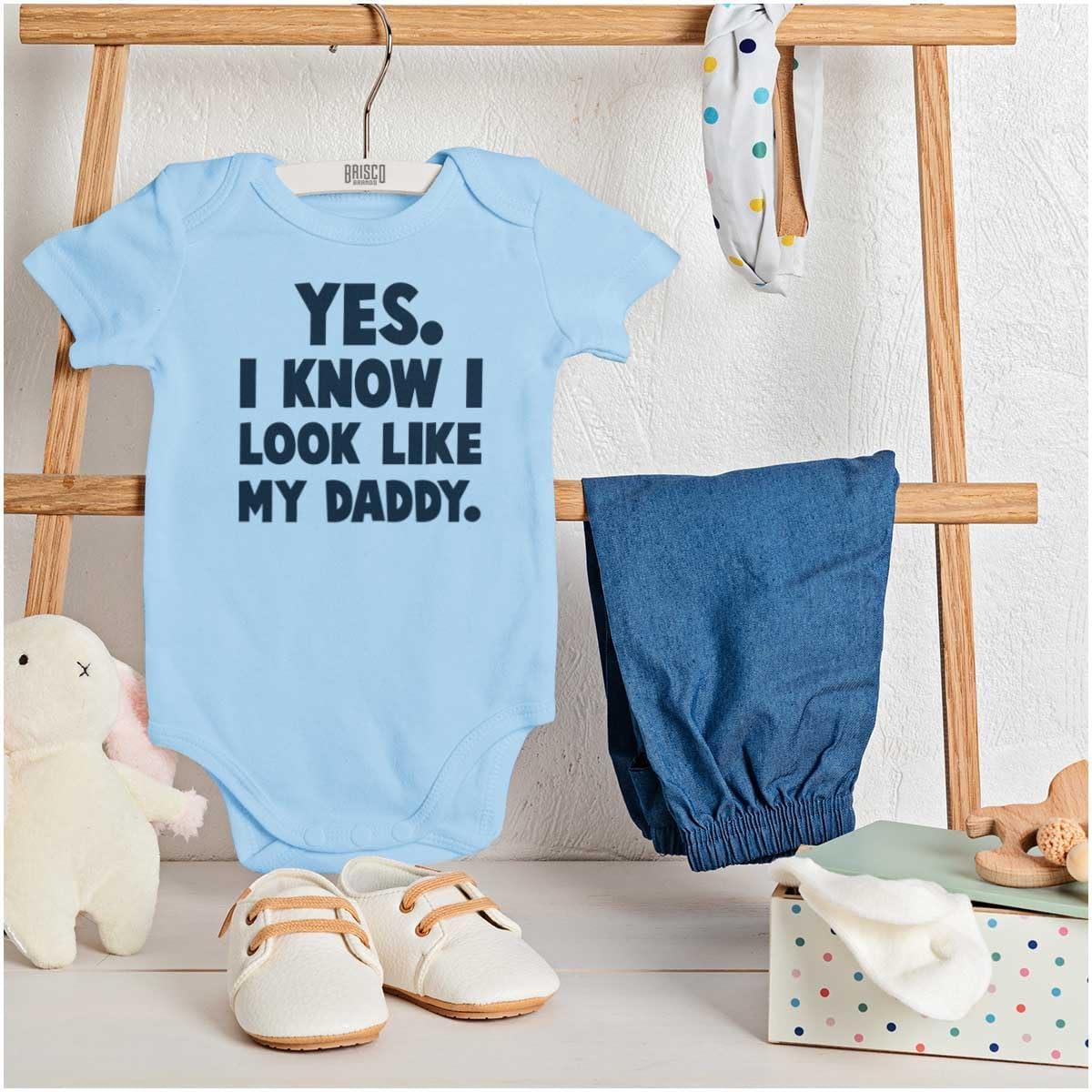 imageBrisco Brands Cute I Look Like Daddy Dad Joke Baby Bodysuit Jumper BoysLight Blue