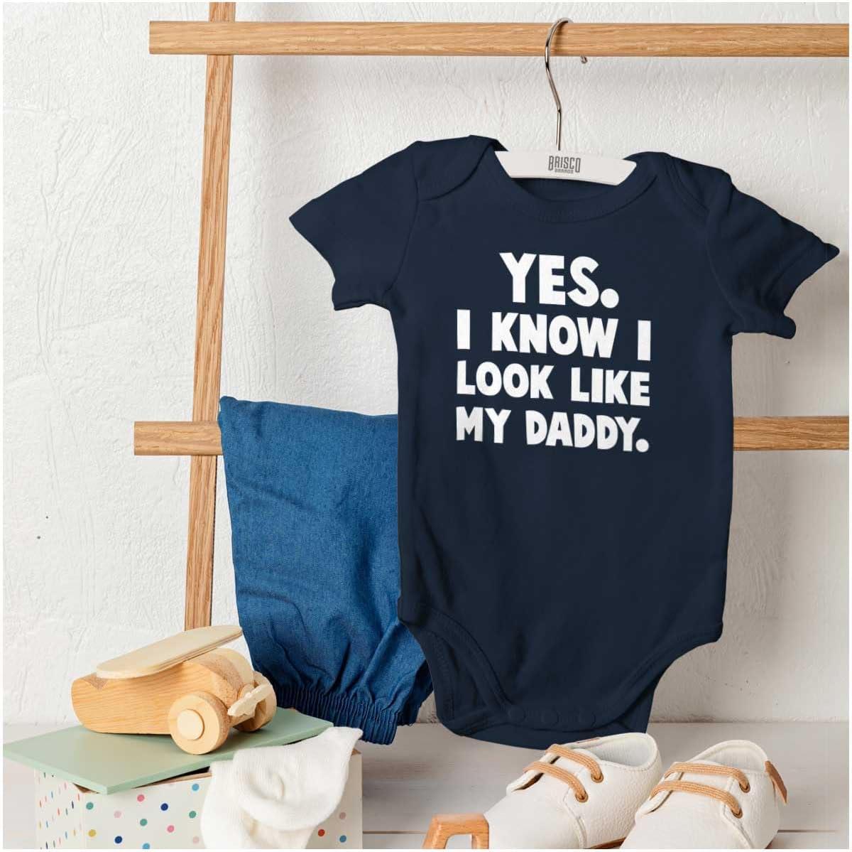 imageBrisco Brands Cute I Look Like Daddy Dad Joke Baby Bodysuit Jumper BoysNavy