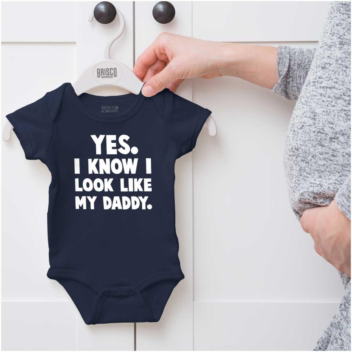 imageBrisco Brands Cute I Look Like Daddy Dad Joke Baby Bodysuit Jumper BoysNavy