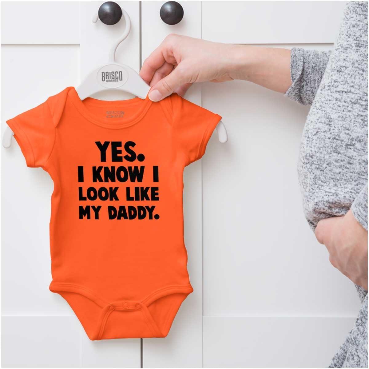 imageBrisco Brands Cute I Look Like Daddy Dad Joke Baby Bodysuit Jumper BoysOrange