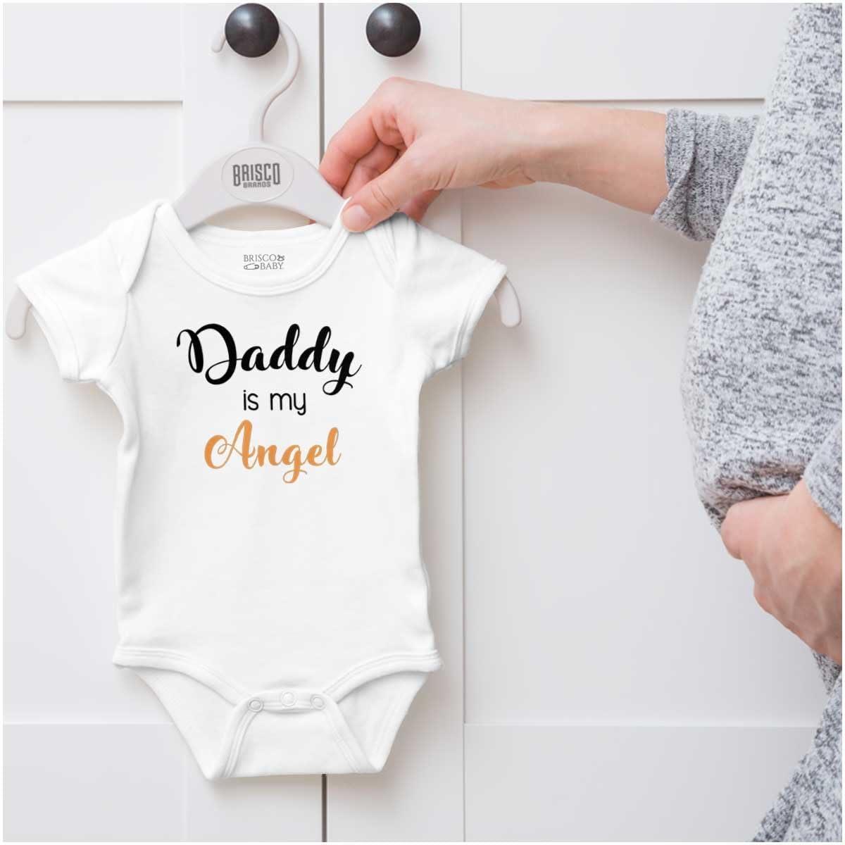 imageBrisco Brands Daddy Is My Angel Cute Little One Baby Romper Boys or GirlsWhite
