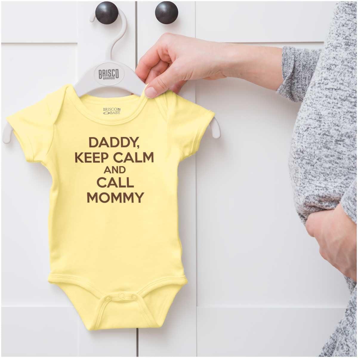 imageBrisco Brands Daddy Keep Calm Call Mommy Funny Baby Romper Boys or GirlsBanana