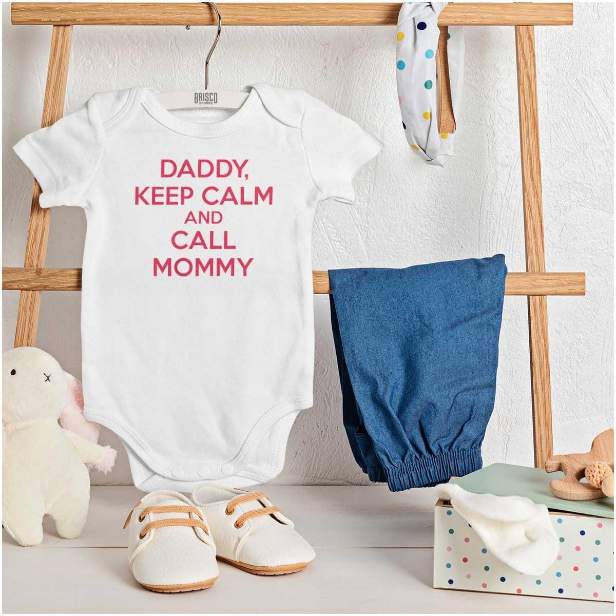 imageBrisco Brands Daddy Keep Calm Call Mommy Funny Baby Romper Boys or GirlsWhite