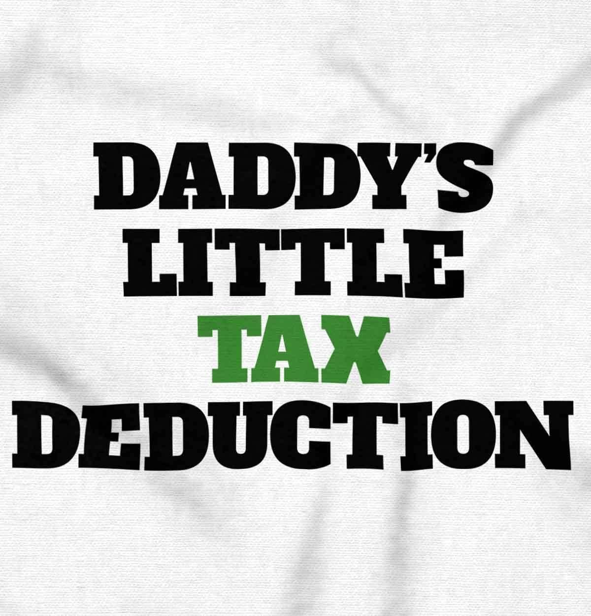 imageBrisco Brands Daddys Little Tax Deduction Dad Joke Baby Romper Boys or GirlsWhite