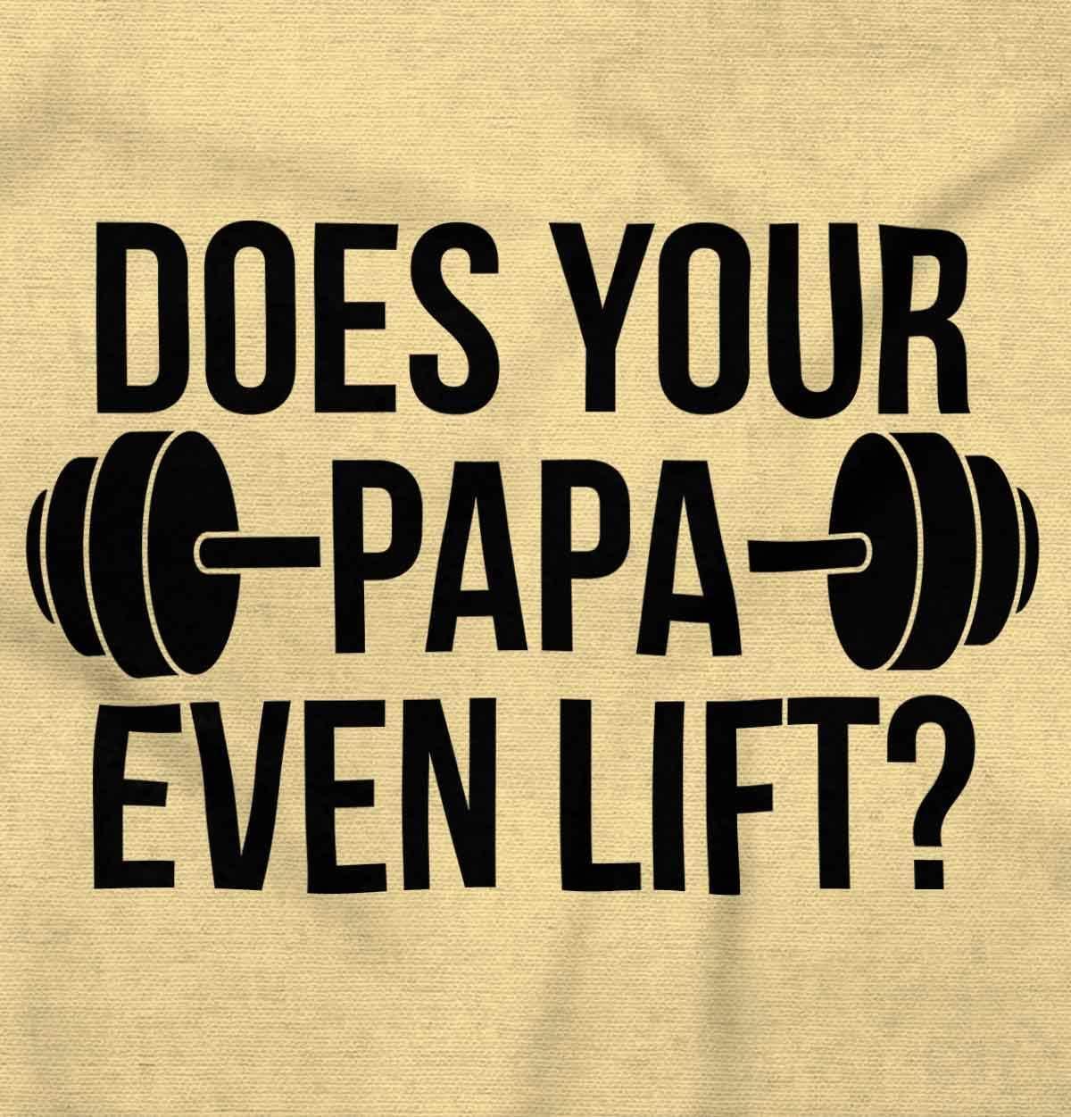 imageBrisco Brands Does Your Papa Even Lift Gym Workout Baby Romper Boys or GirlsBanana