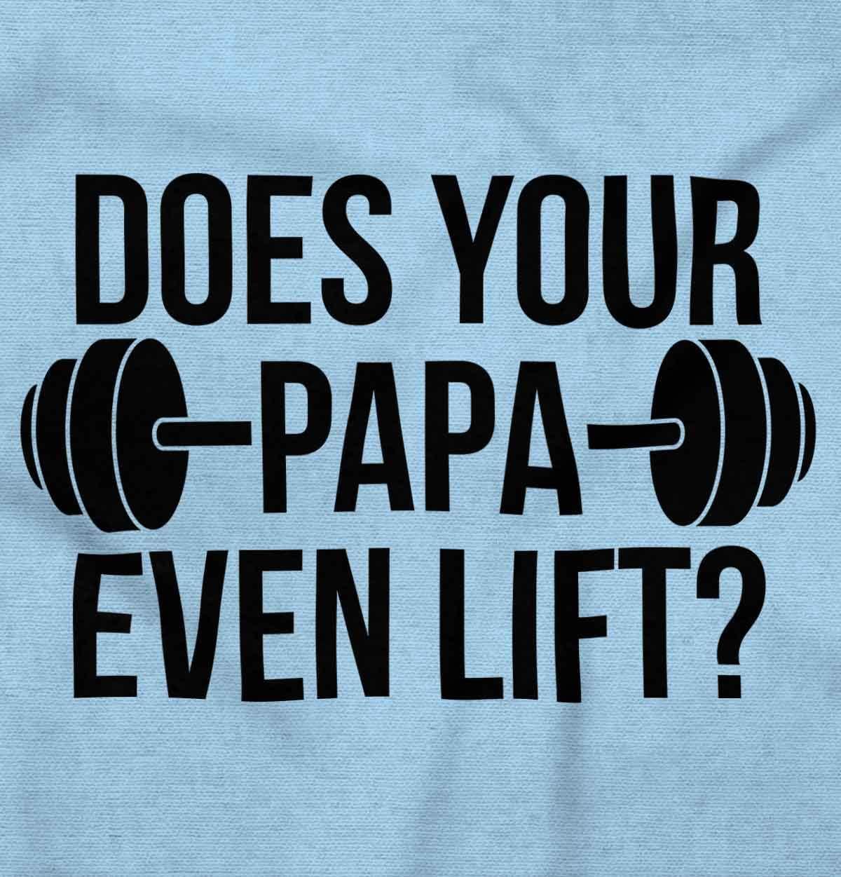 imageBrisco Brands Does Your Papa Even Lift Gym Workout Baby Romper Boys or GirlsLight Blue