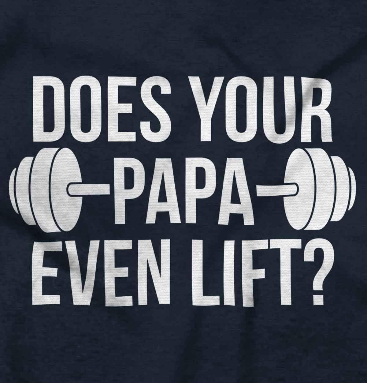 imageBrisco Brands Does Your Papa Even Lift Gym Workout Baby Romper Boys or GirlsNavy