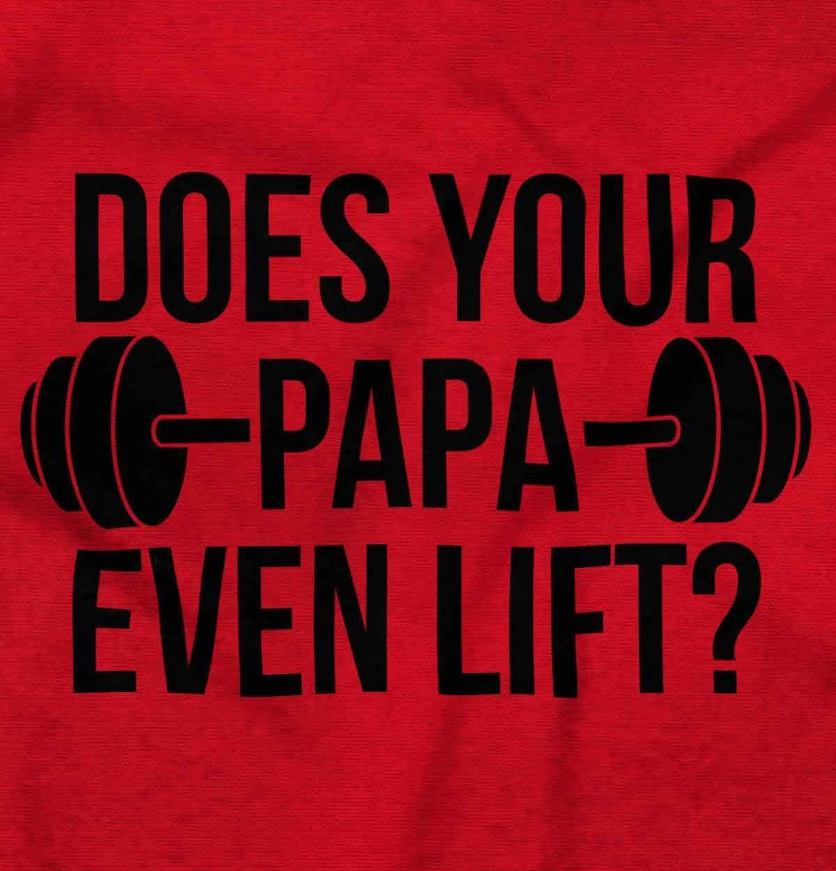 imageBrisco Brands Does Your Papa Even Lift Gym Workout Baby Romper Boys or GirlsRed