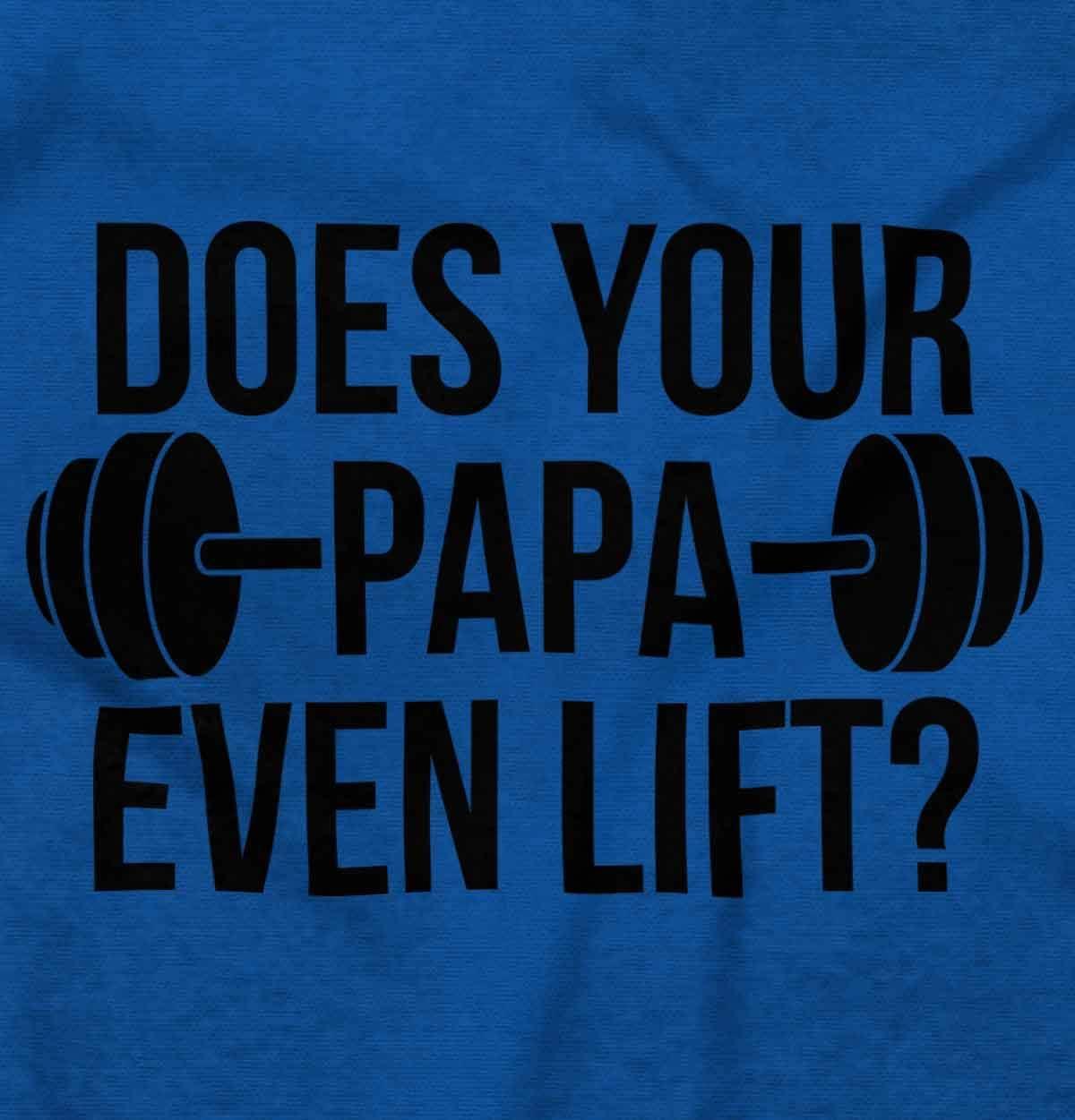 imageBrisco Brands Does Your Papa Even Lift Gym Workout Baby Romper Boys or GirlsRoyal