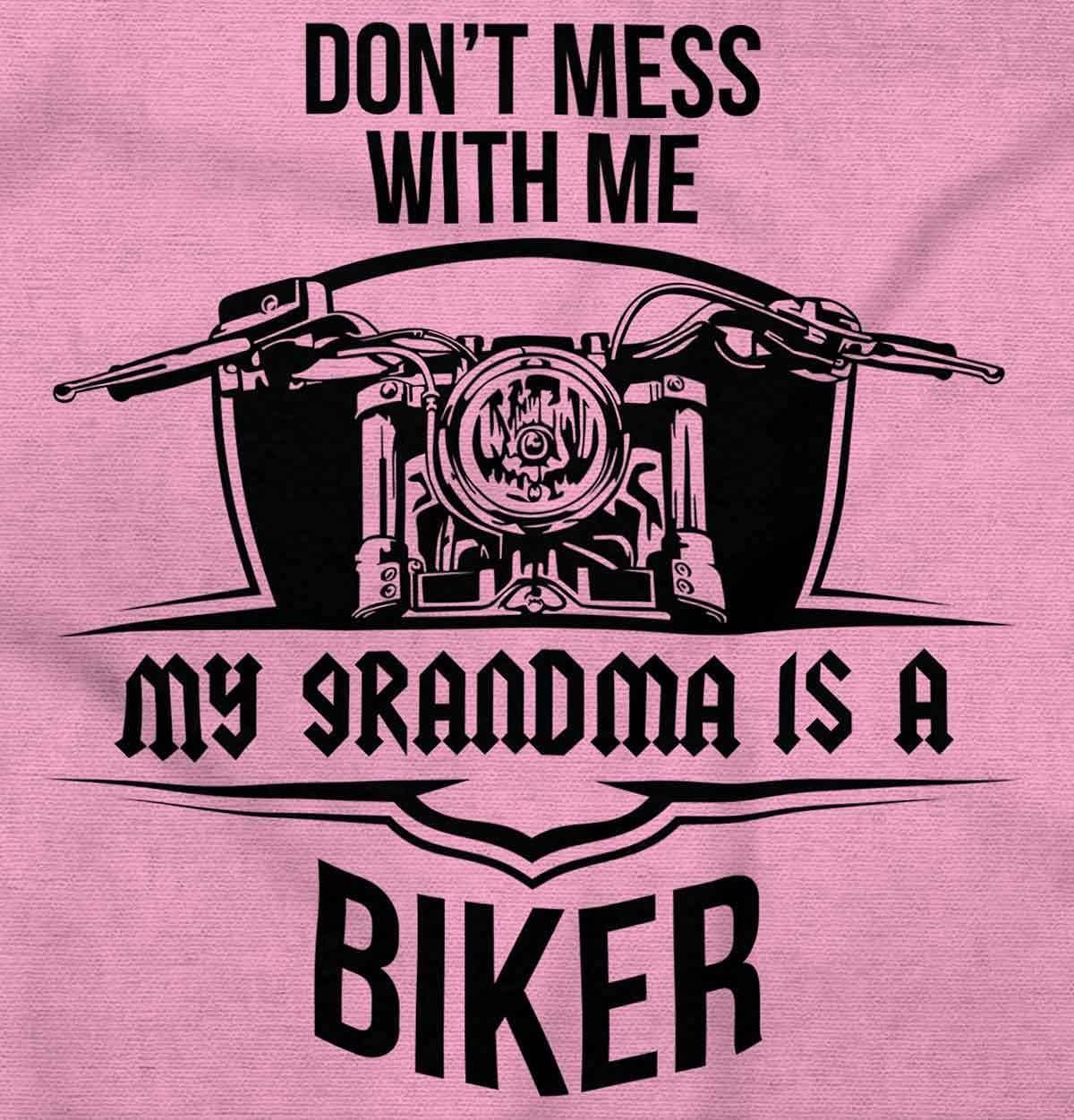 imageBrisco Brands Dont Mess With Me Grandma is a Biker Baby Romper Boys or GirlsPink