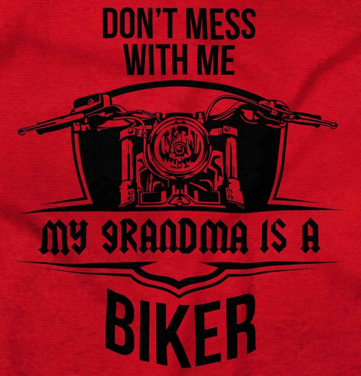 imageBrisco Brands Dont Mess With Me Grandma is a Biker Baby Romper Boys or GirlsRed