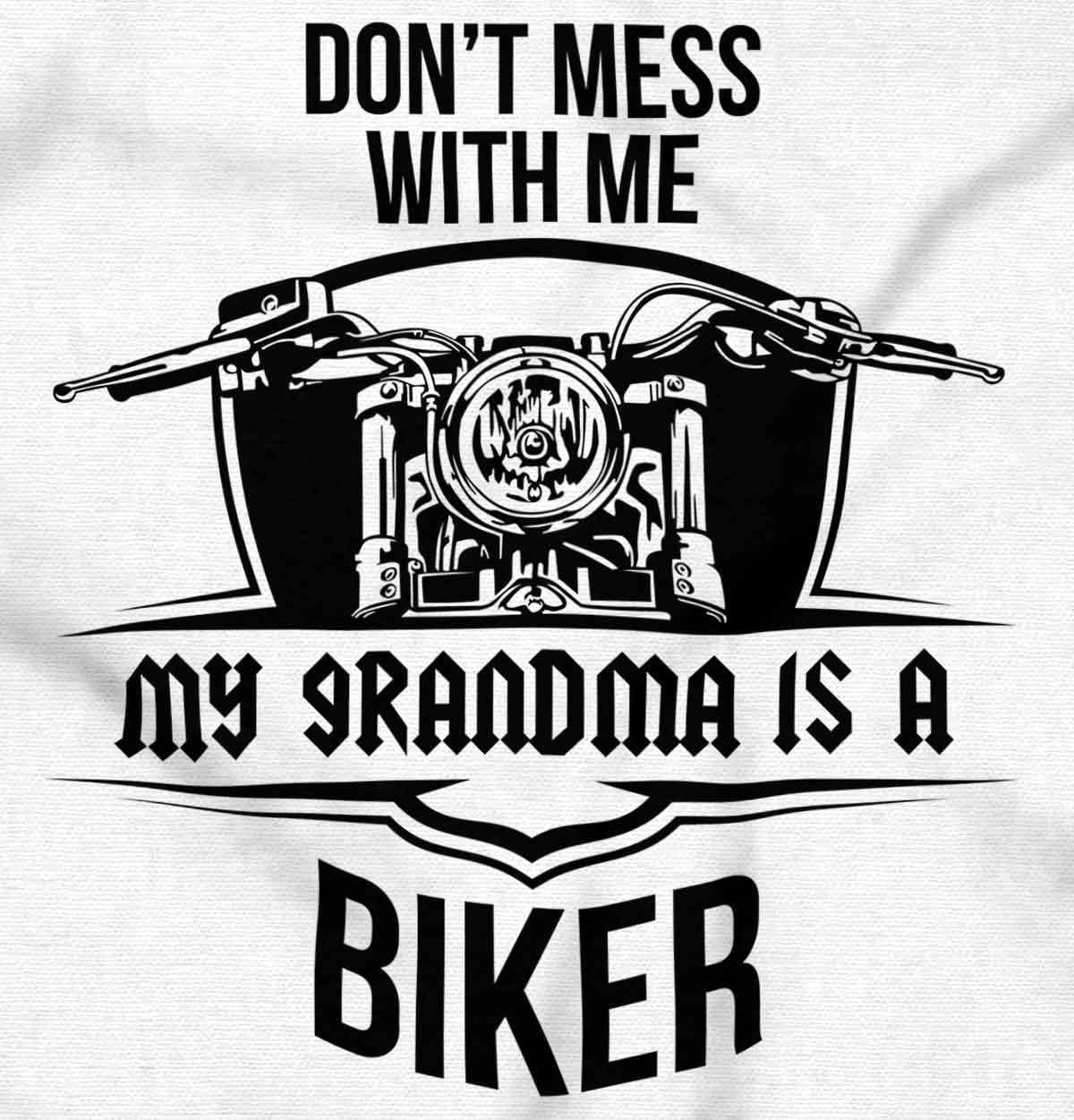 imageBrisco Brands Dont Mess With Me Grandma is a Biker Baby Romper Boys or GirlsWhite