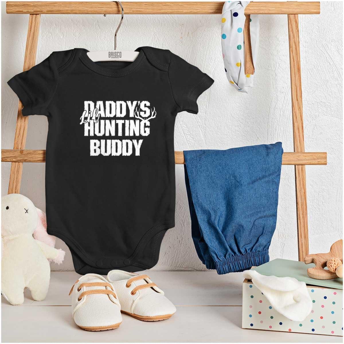 imageBrisco Brands Fathers Day Daddys Lil Hunting Buddy Baby Romper Boys or GirlsBlack