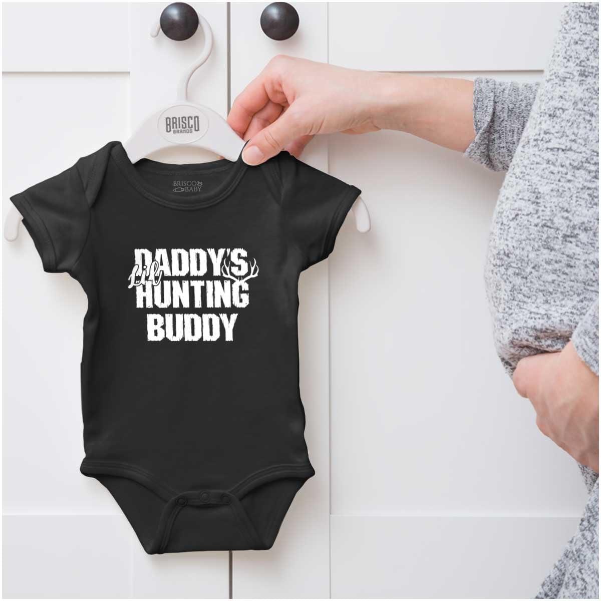 imageBrisco Brands Fathers Day Daddys Lil Hunting Buddy Baby Romper Boys or GirlsBlack