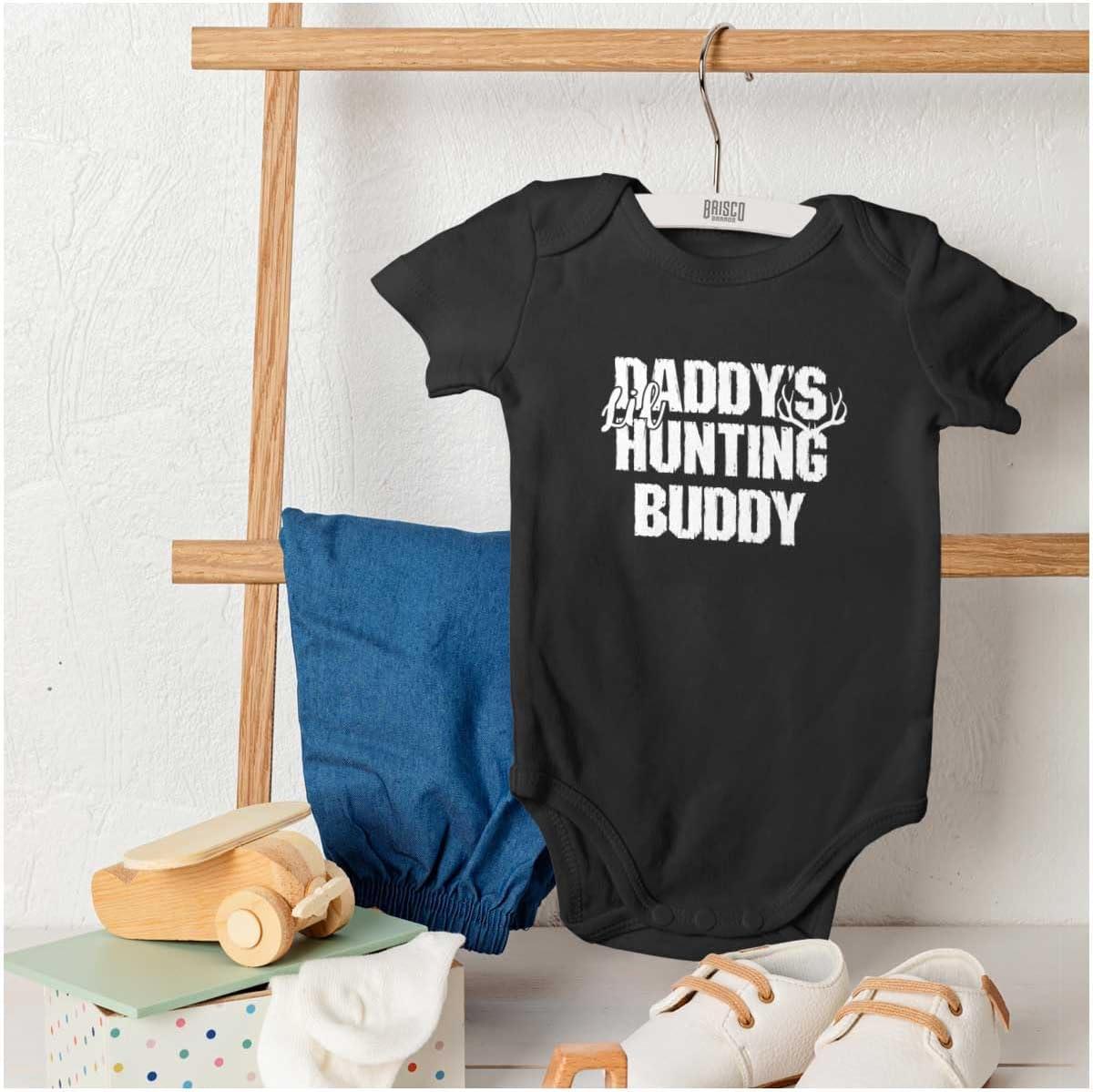 imageBrisco Brands Fathers Day Daddys Lil Hunting Buddy Baby Romper Boys or GirlsBlack