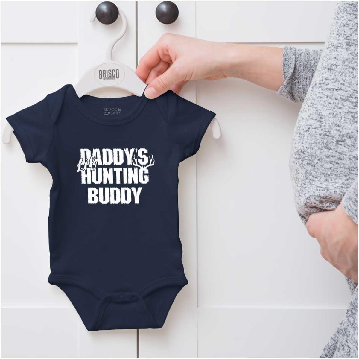 imageBrisco Brands Fathers Day Daddys Lil Hunting Buddy Baby Romper Boys or GirlsNavy