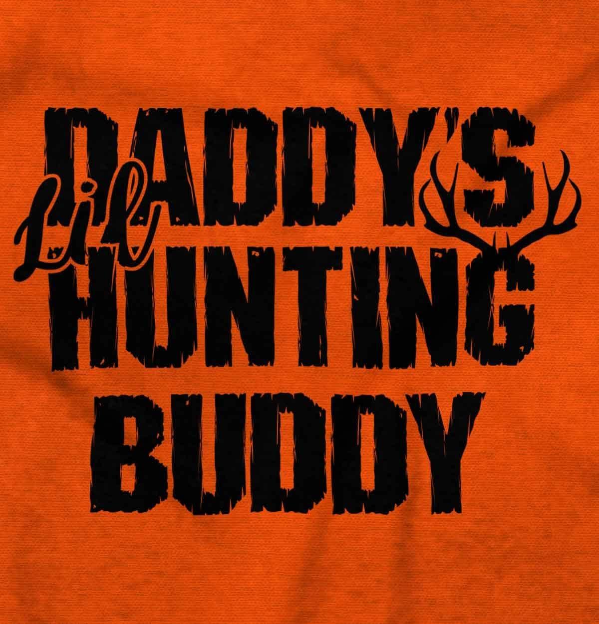 imageBrisco Brands Fathers Day Daddys Lil Hunting Buddy Baby Romper Boys or GirlsOrange