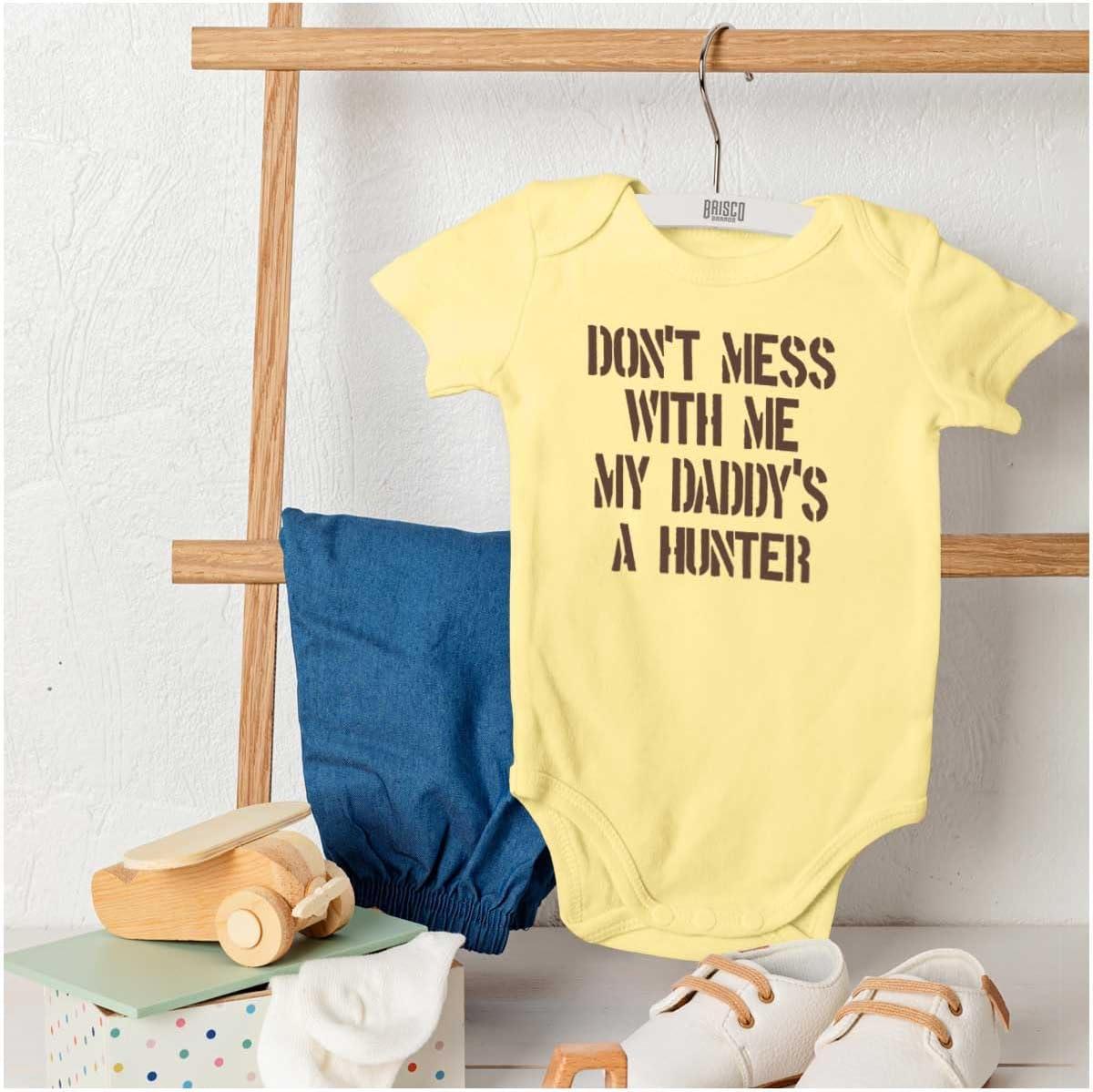 imageBrisco Brands Funny Dont Mess with Me Daddy Hunts Baby Bodysuit Jumper GirlsBanana
