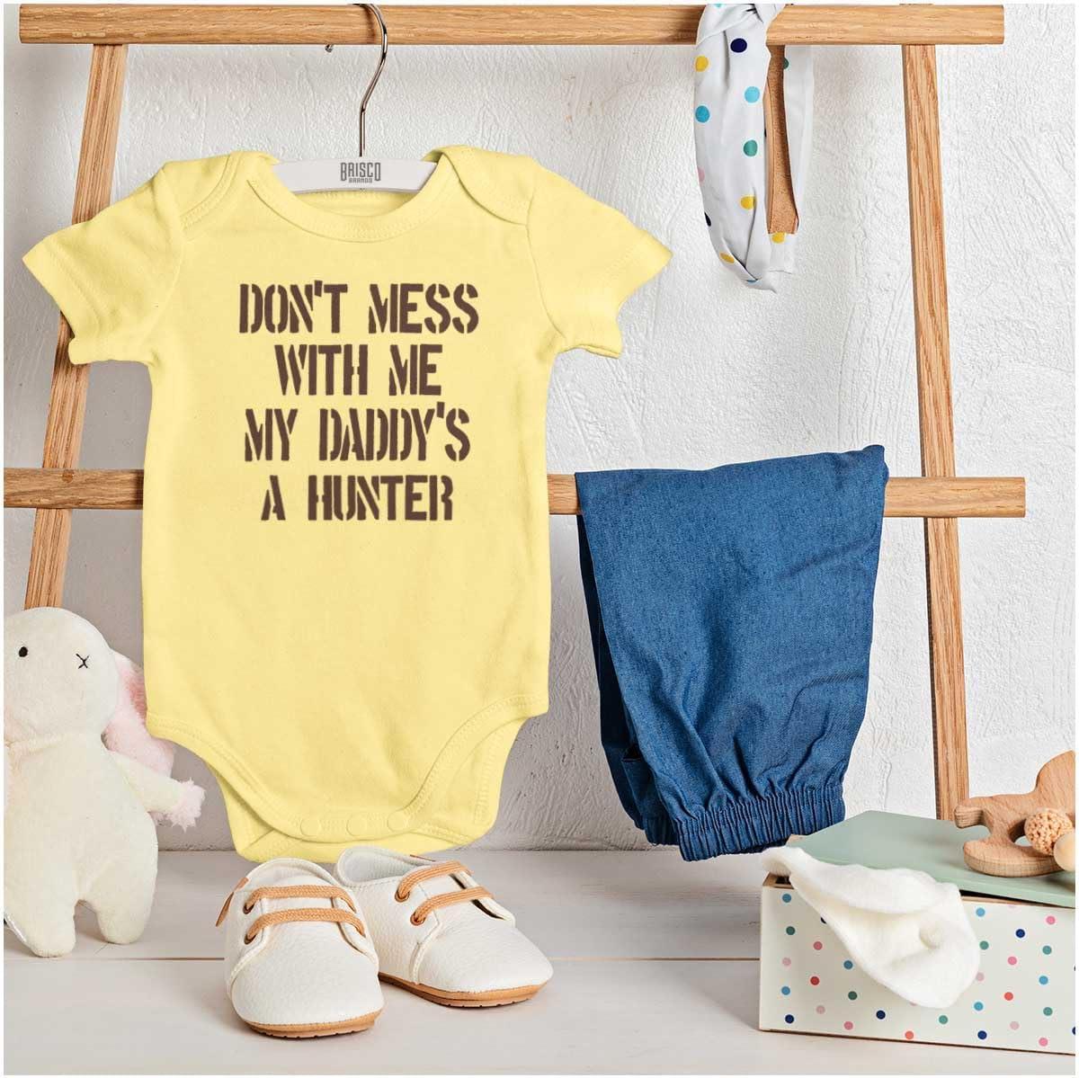 imageBrisco Brands Funny Dont Mess with Me Daddy Hunts Baby Bodysuit Jumper GirlsBanana