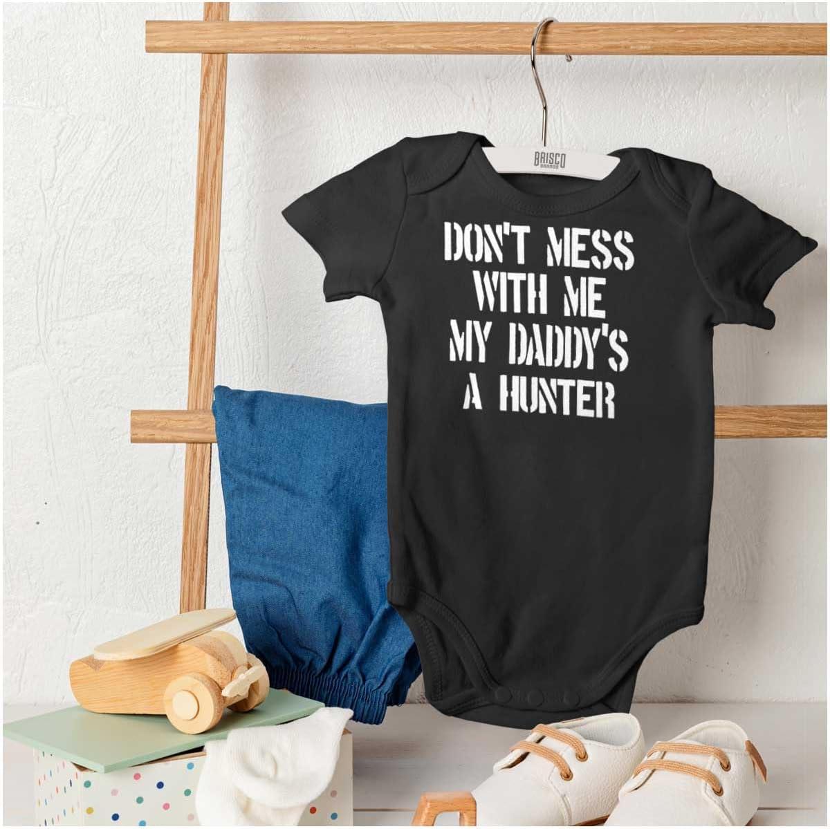 imageBrisco Brands Funny Dont Mess with Me Daddy Hunts Baby Bodysuit Jumper GirlsBlack