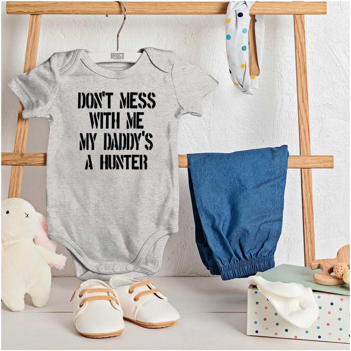 imageBrisco Brands Funny Dont Mess with Me Daddy Hunts Baby Bodysuit Jumper GirlsHeather