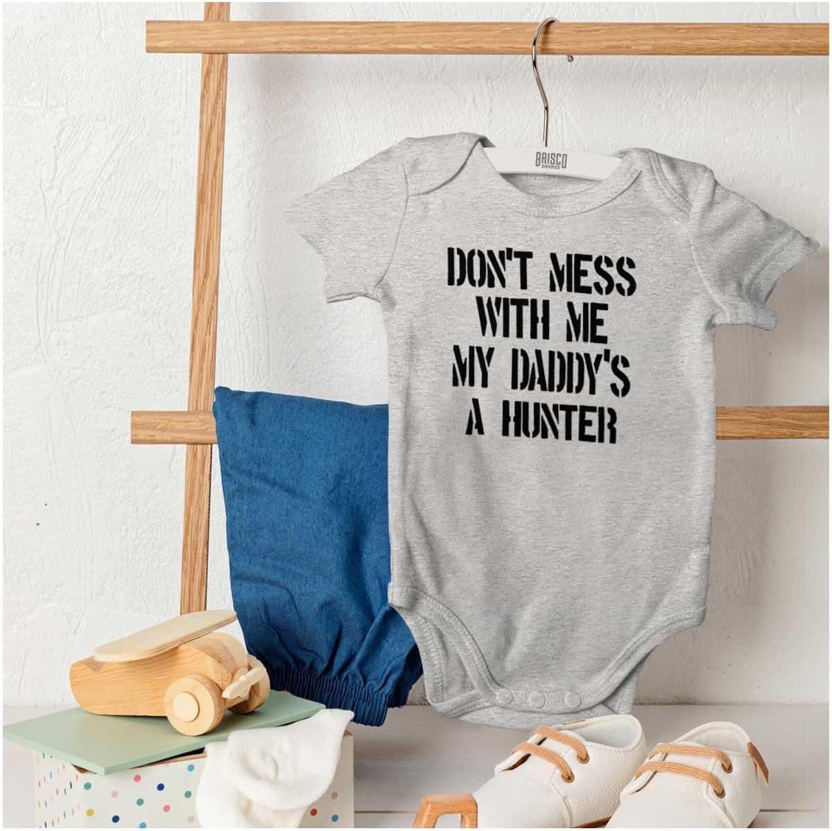 imageBrisco Brands Funny Dont Mess with Me Daddy Hunts Baby Bodysuit Jumper GirlsHeather