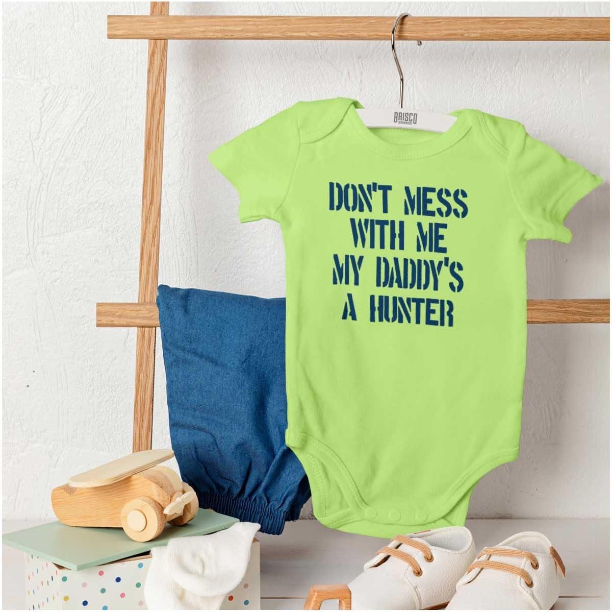 imageBrisco Brands Funny Dont Mess with Me Daddy Hunts Baby Bodysuit Jumper GirlsKey Lime