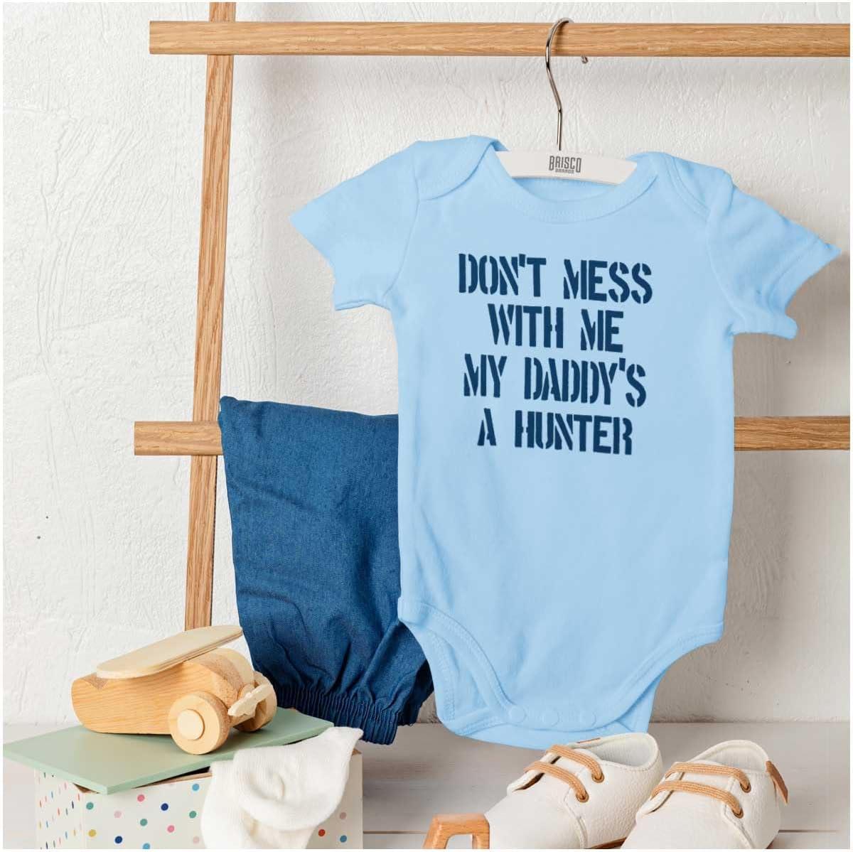 imageBrisco Brands Funny Dont Mess with Me Daddy Hunts Baby Bodysuit Jumper GirlsLight Blue