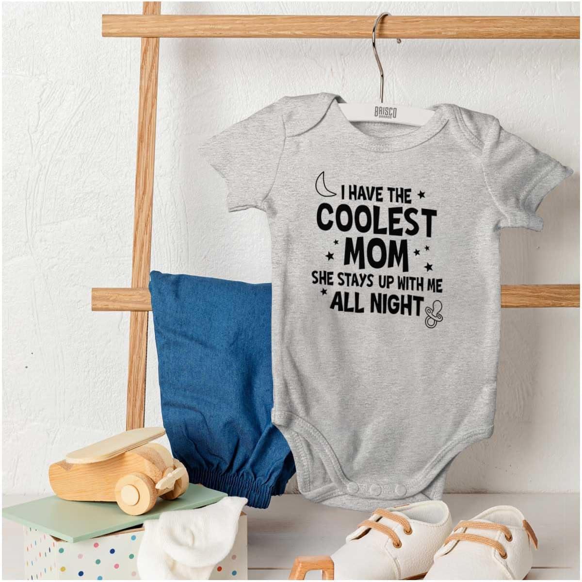 imageBrisco Brands Funny Little Ones Coolest Mom Cute Baby Romper Boys or GirlsHeather