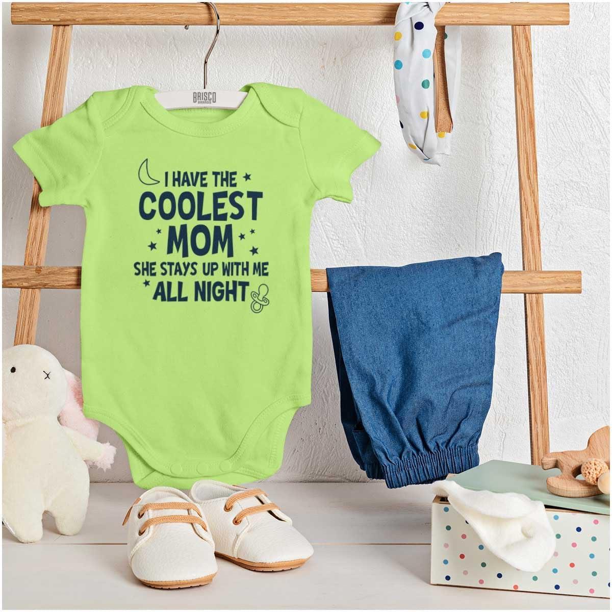 imageBrisco Brands Funny Little Ones Coolest Mom Cute Baby Romper Boys or GirlsKey Lime