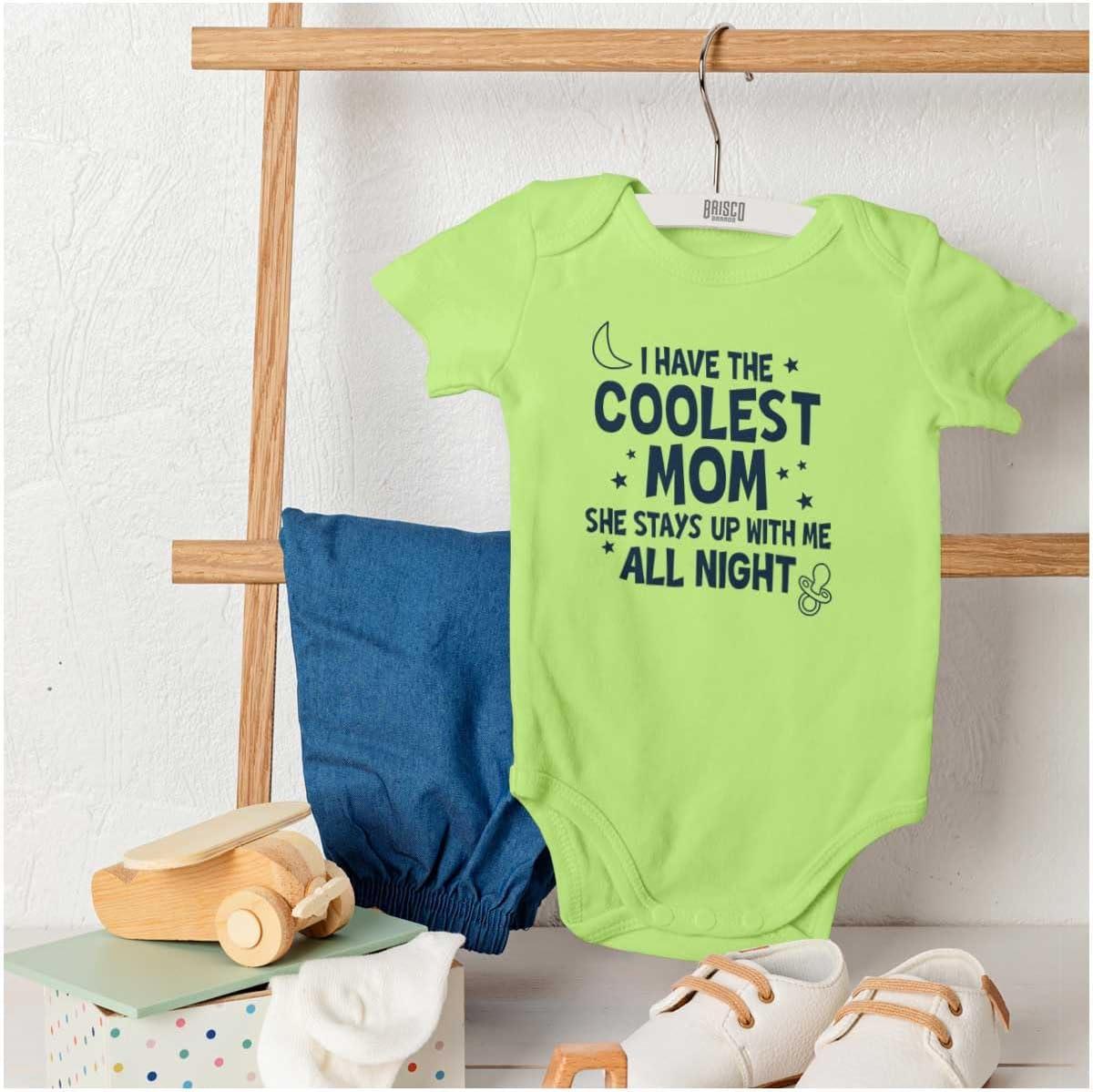 imageBrisco Brands Funny Little Ones Coolest Mom Cute Baby Romper Boys or GirlsKey Lime