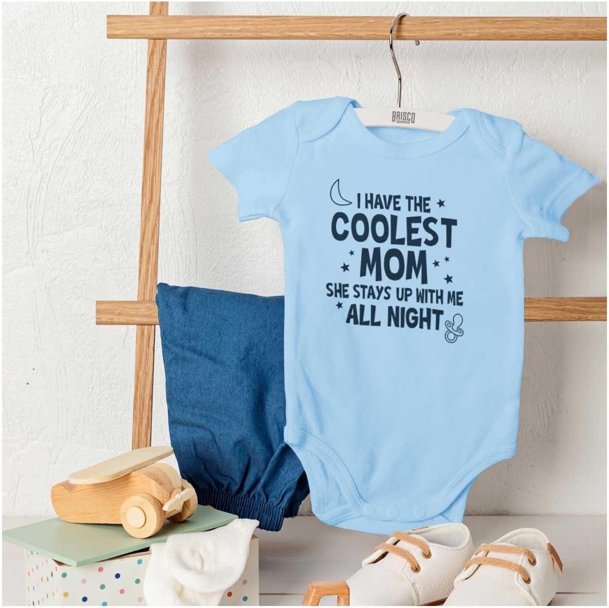 imageBrisco Brands Funny Little Ones Coolest Mom Cute Baby Romper Boys or GirlsLight Blue