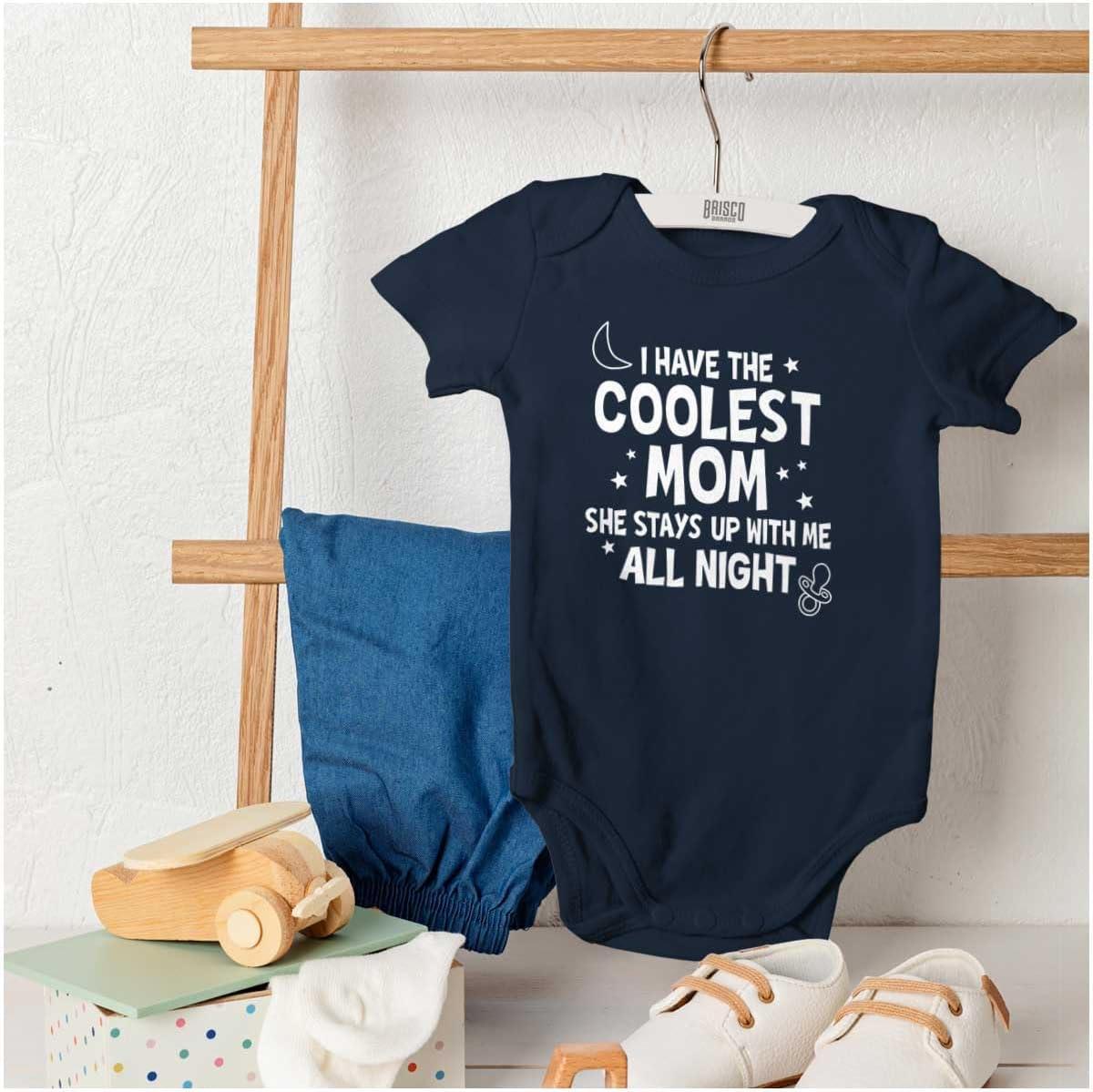 imageBrisco Brands Funny Little Ones Coolest Mom Cute Baby Romper Boys or GirlsNavy
