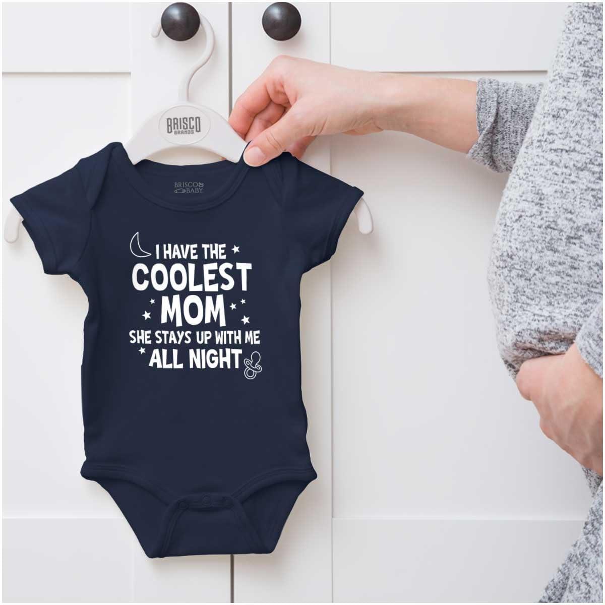 imageBrisco Brands Funny Little Ones Coolest Mom Cute Baby Romper Boys or GirlsNavy