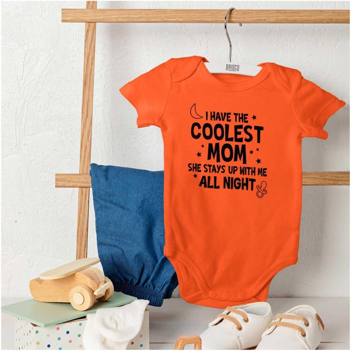 imageBrisco Brands Funny Little Ones Coolest Mom Cute Baby Romper Boys or GirlsOrange