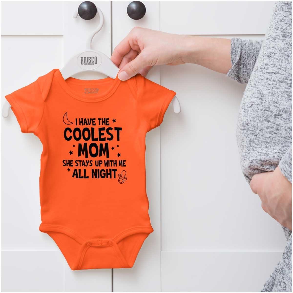 imageBrisco Brands Funny Little Ones Coolest Mom Cute Baby Romper Boys or GirlsOrange