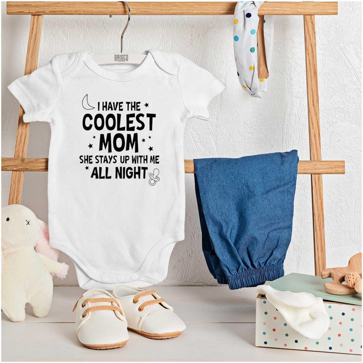 imageBrisco Brands Funny Little Ones Coolest Mom Cute Baby Romper Boys or GirlsWhite