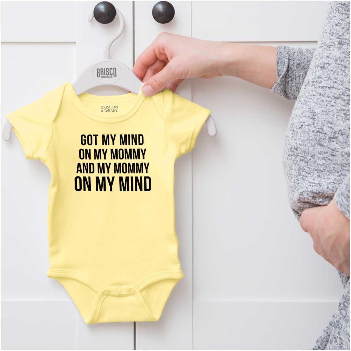 imageBrisco Brands Funny Mommy on my Mind Hip Hop Baby Romper Boys or GirlsBanana