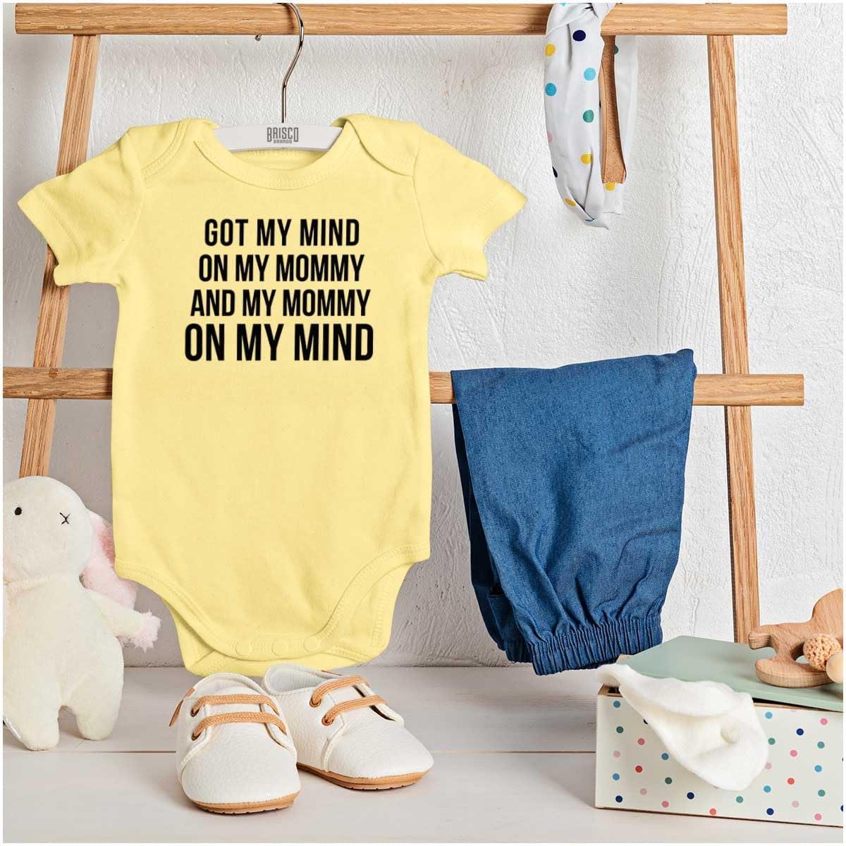 imageBrisco Brands Funny Mommy on my Mind Hip Hop Baby Romper Boys or GirlsBanana