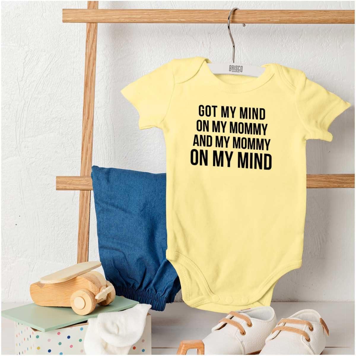 imageBrisco Brands Funny Mommy on my Mind Hip Hop Baby Romper Boys or GirlsBanana
