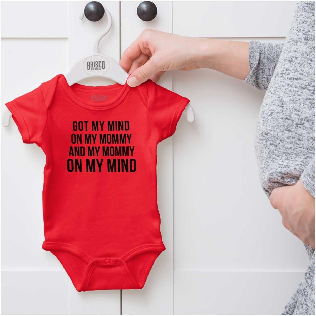 imageBrisco Brands Funny Mommy on my Mind Hip Hop Baby Romper Boys or GirlsRed