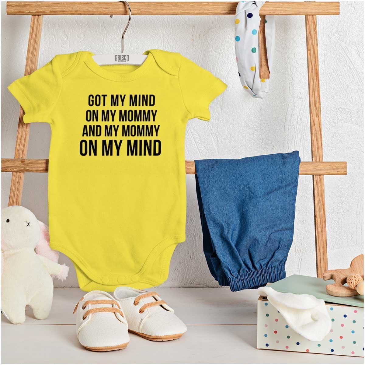 imageBrisco Brands Funny Mommy on my Mind Hip Hop Baby Romper Boys or GirlsZest