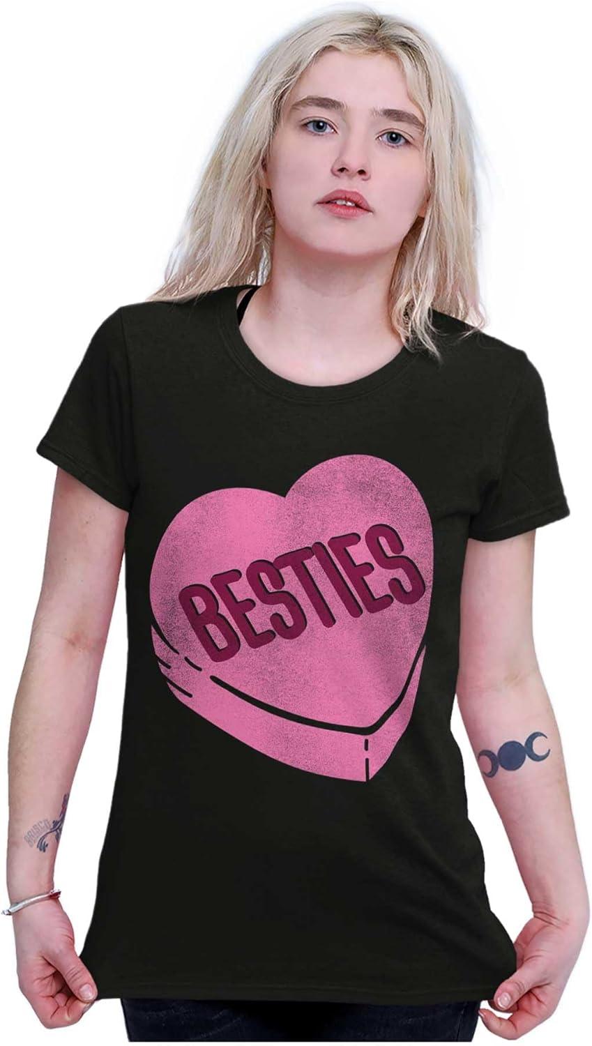 imageBrisco Brands Galantines Besties Candy Heart Womens Slim Fit Graphic TeeBlack