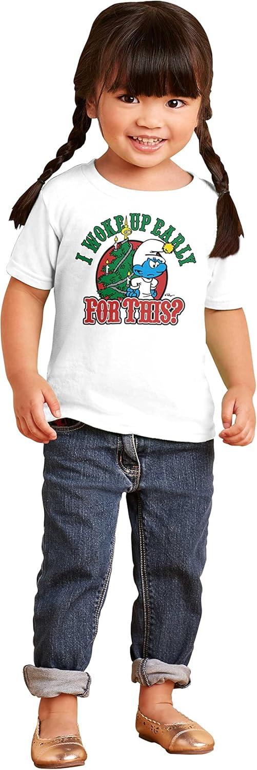 imageBrisco Brands Grumpy Smurf Christmas Xmas Tree Toddler Boy Girl T ShirtWhite