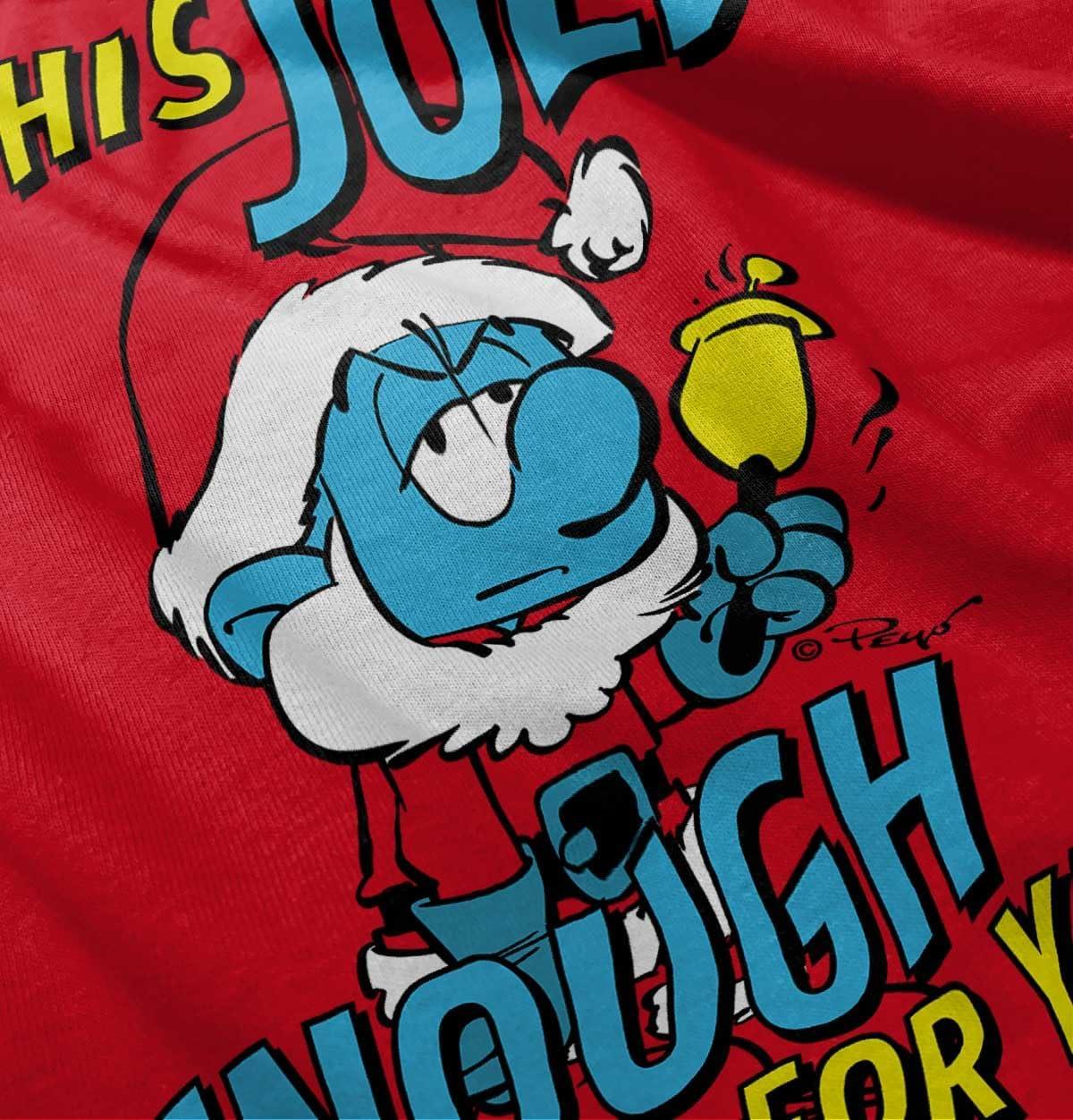 imageBrisco Brands Grumpy Smurf Jolly Enough Xmas Santa Toddler Boy Girl T ShirtRed