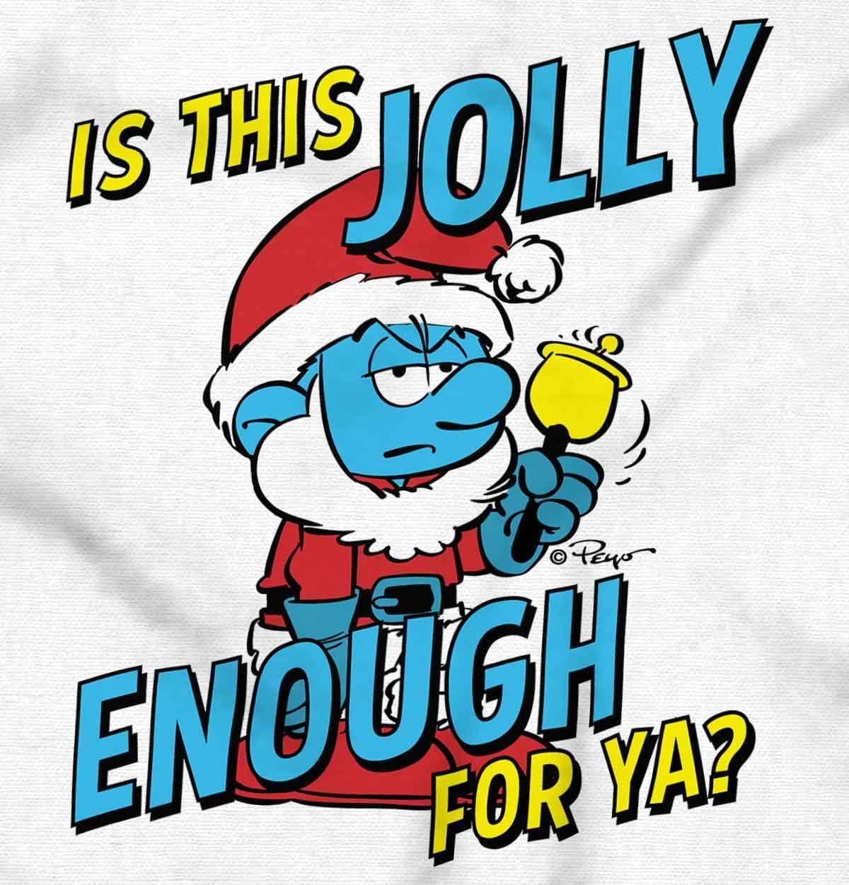imageBrisco Brands Grumpy Smurf Jolly Enough Xmas Santa Toddler Boy Girl T ShirtWhite